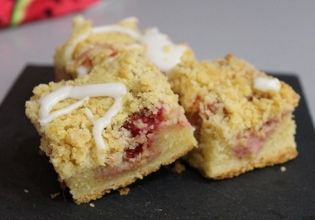 Almond Lemon and Strawberry Traybake