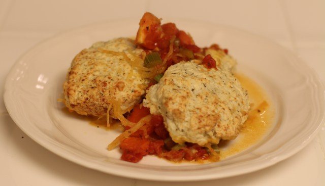 Leftover Vegetables and Cheesy "Biscuits"
