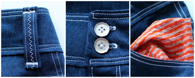 Slender Bell Jean Waistband and Pocket Detail