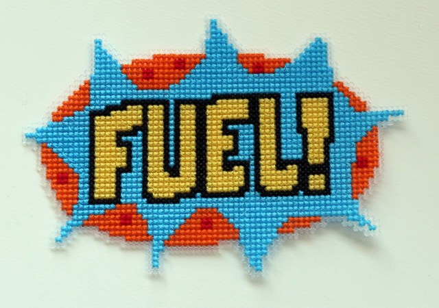 Fuel! Cross stitch on plastic canvas